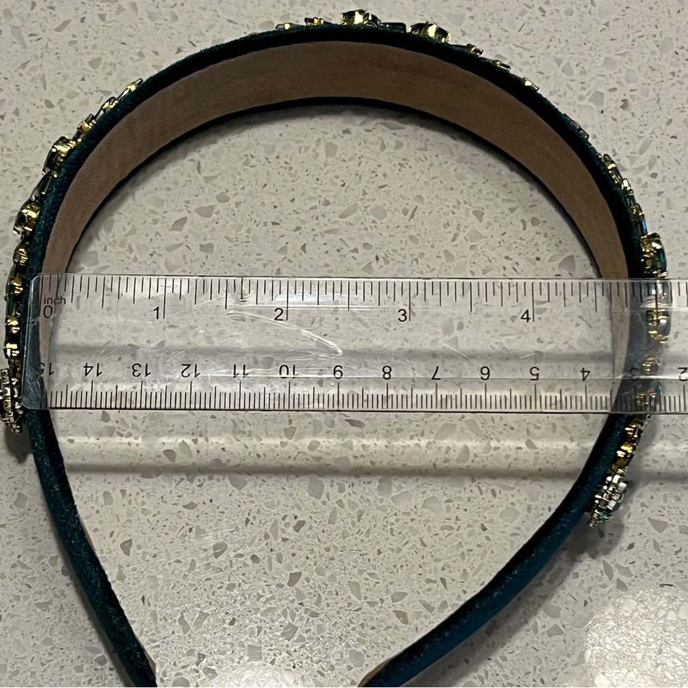 Emerald‎ green color rhinestones Headband - Picture 10 of 12